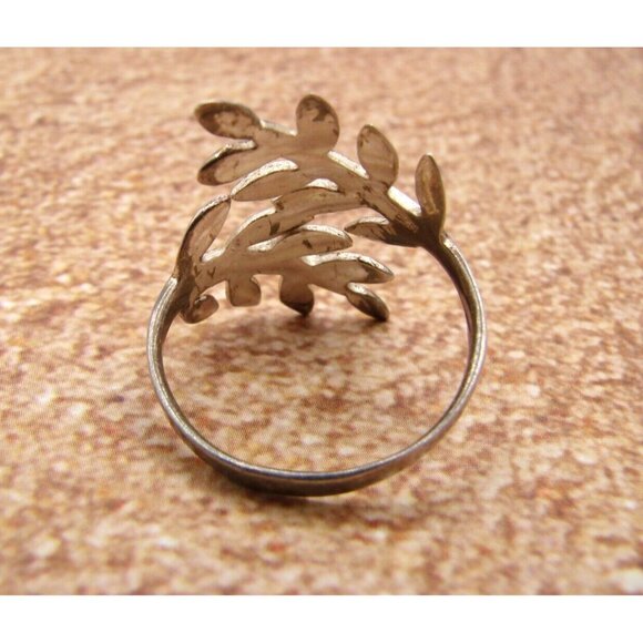 Sterling Silver Ring Leaf Design Size 7 Double Branch Wrap 925 Stamped Unique - Picture 2 of 9